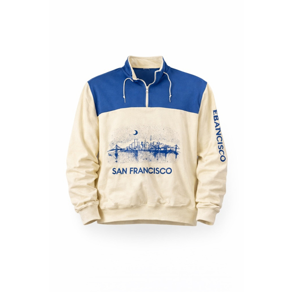 Unbranded Other - Vintage 80s-90s San Francisco Colorblock 1/4 Zip Sweatshirt Golden Gate Sz Med